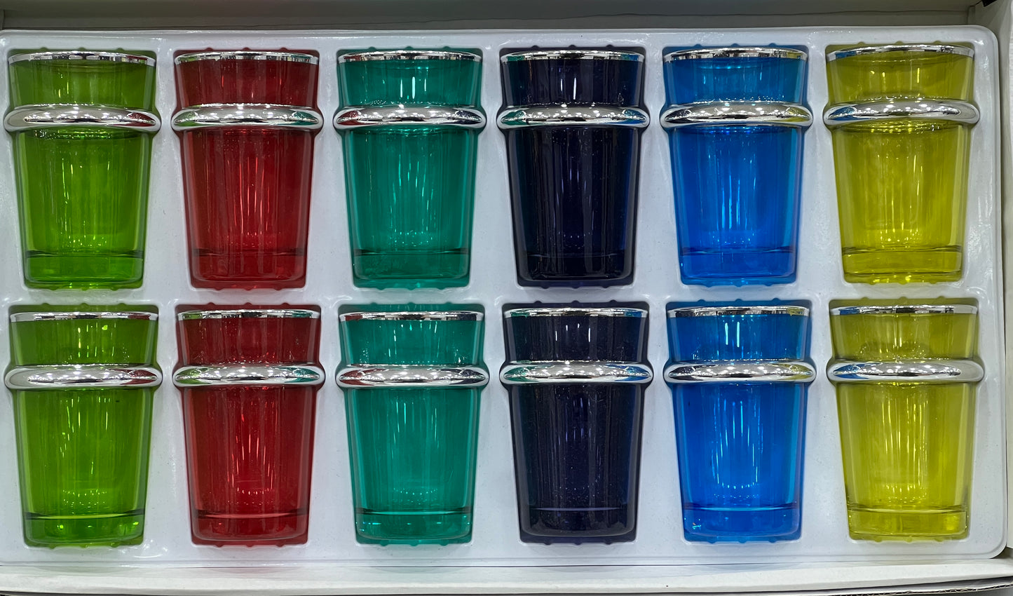 Verre anneaux argenté