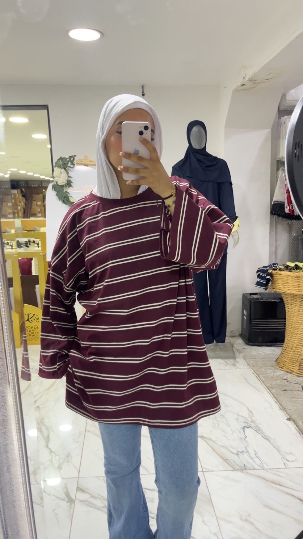 T-shirt Oversize Rayée - Manches longues 