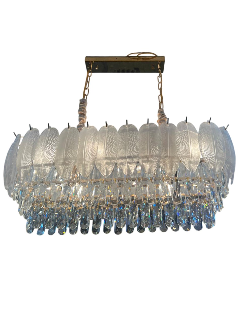 LUSTRE OVALE EN PLUME