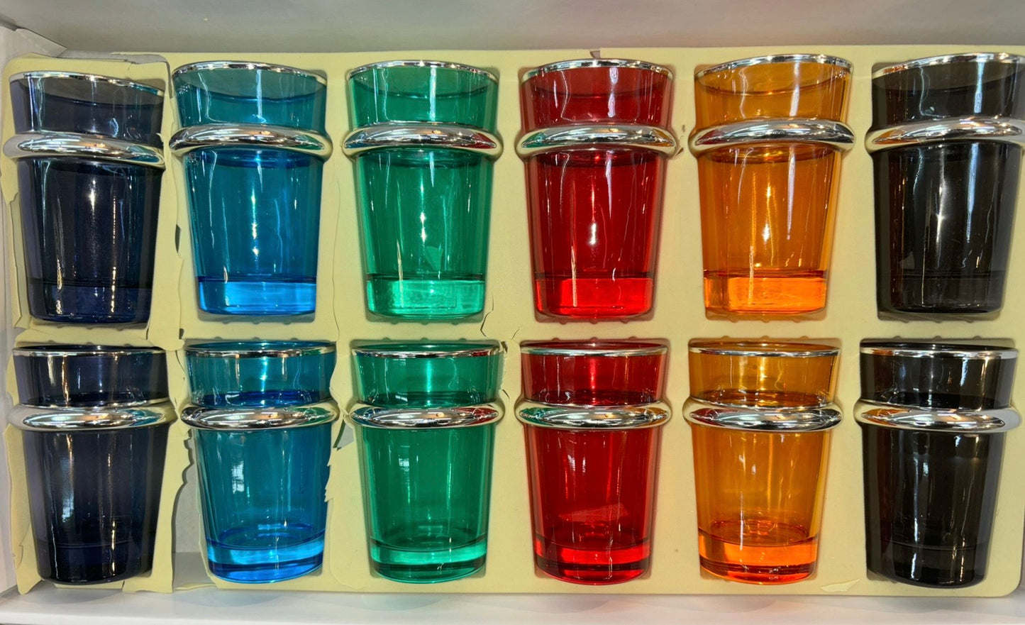 Verre anneaux argenté