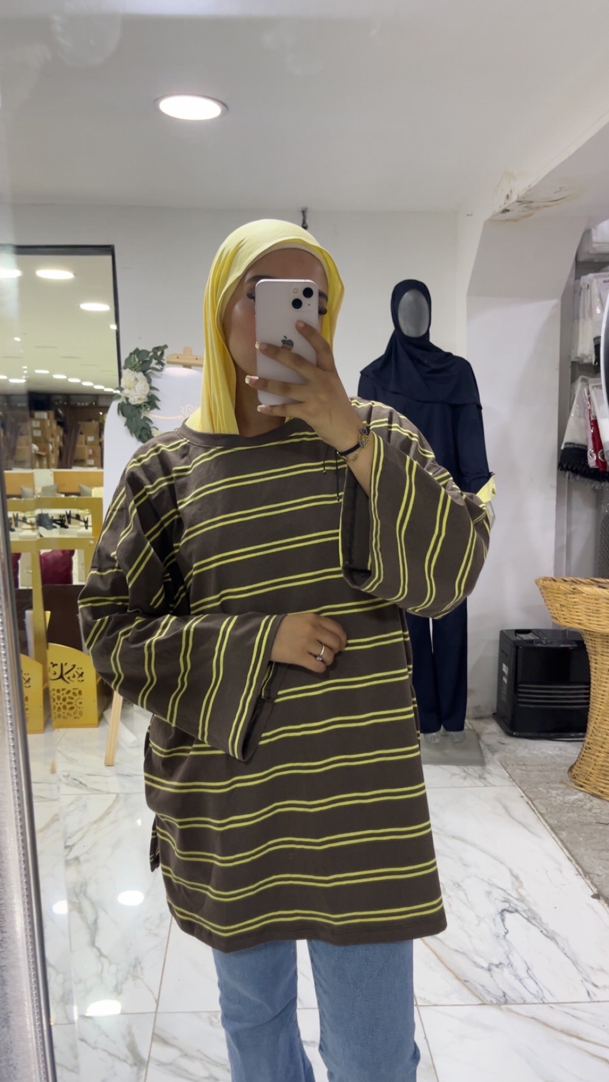T-shirt Oversize Rayée -  Manches longues ￼