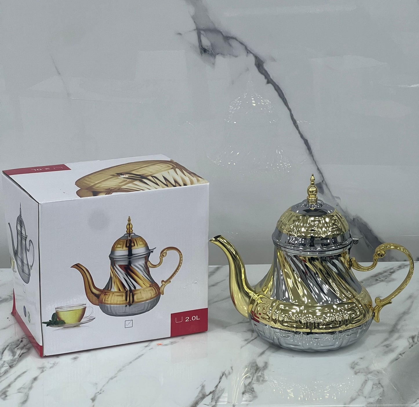 Théière en acier inoxydable 2 litres