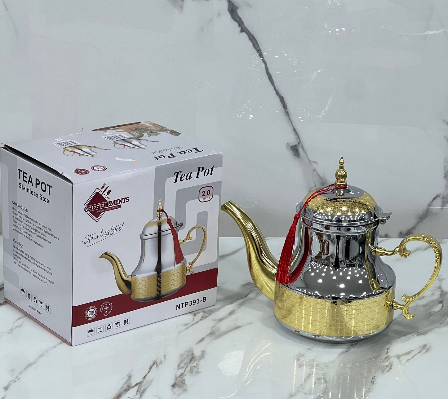Théière en acier inoxydable 2 litres