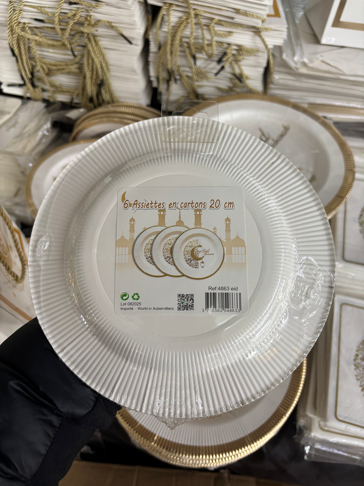 6 Assiettes en carton Eid Mubarak