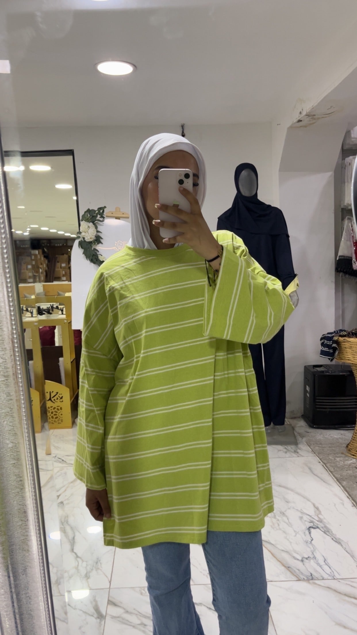 T-shirt Oversize Rayée -  Manches longues ￼