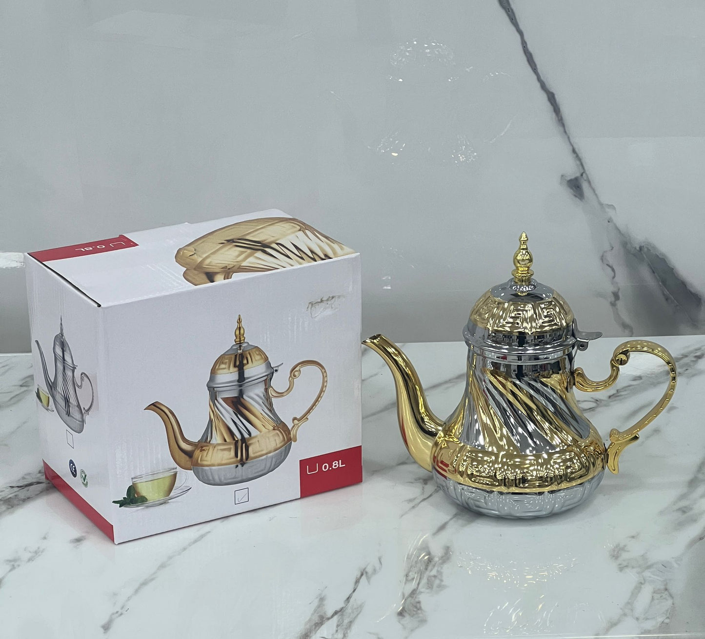 Théière grise/dorée 0,8 litre