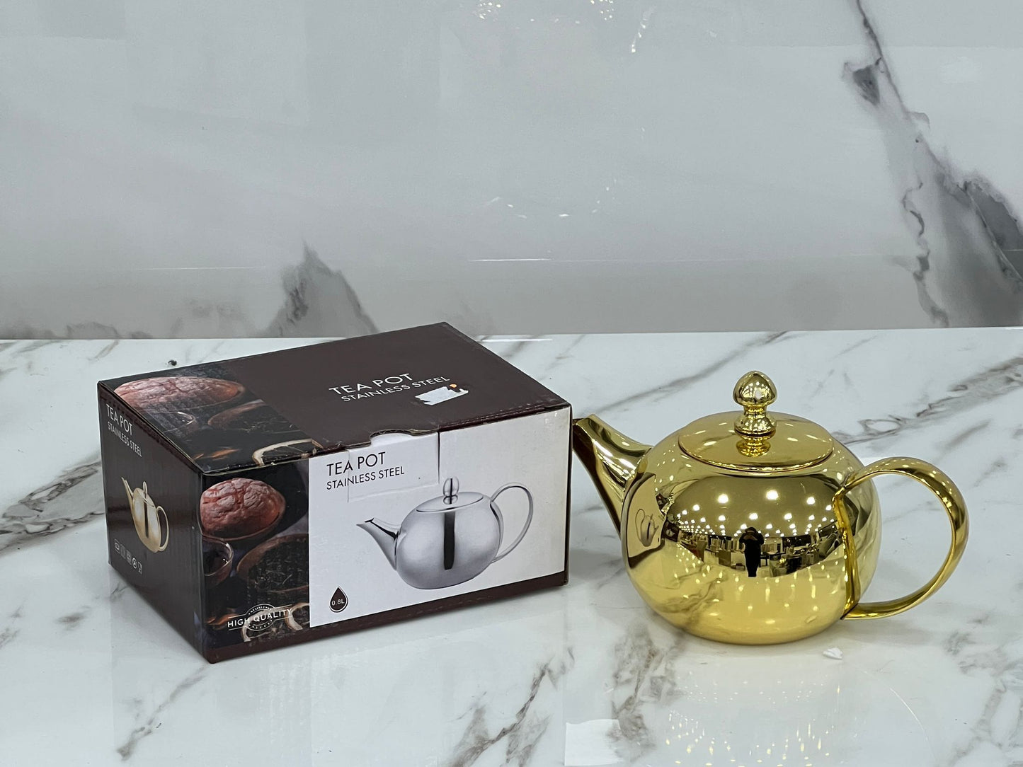 Théière dorée en acier inoxydable 0,8 litre