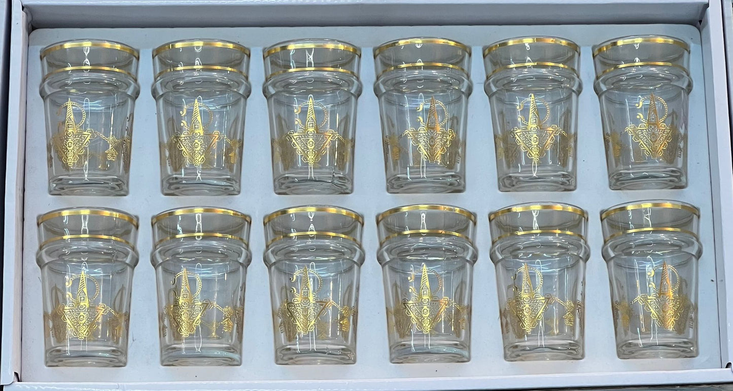 12 Verres a thé doré