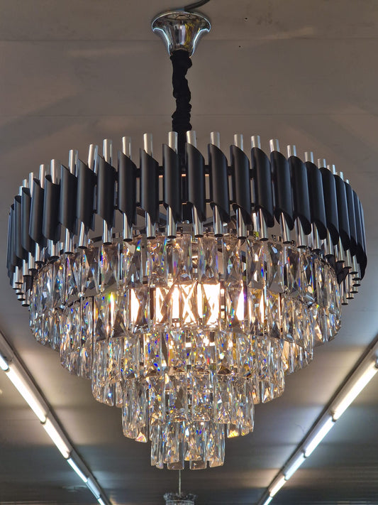 Lustre noir argenté cristal